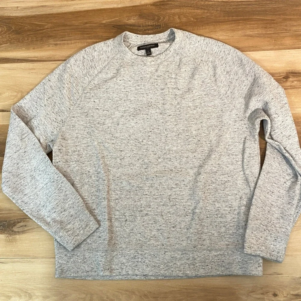 Banana Republic Mens Eco Sweatshirt Large Light Grey Heather Raglan